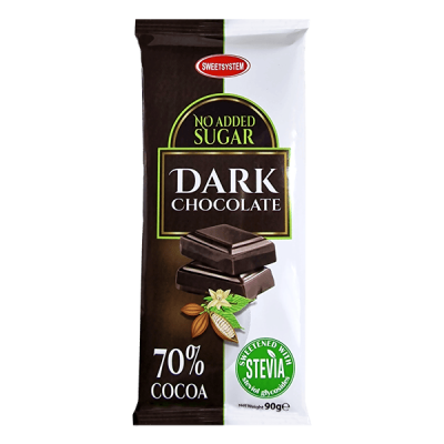 Crna čokolada sa stevijom 70% kakao 90g Sweetsystem