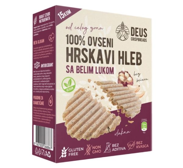 Ovseni hrskavi hlebčići sa belim lukom 150g