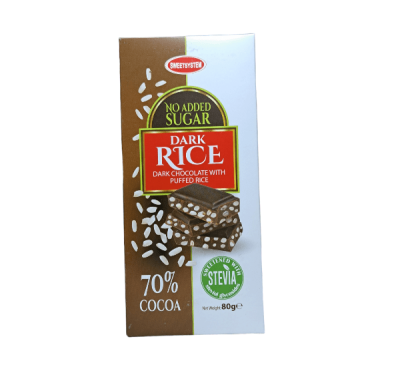 Crna Cokolada sa rizom bez secera 80g
