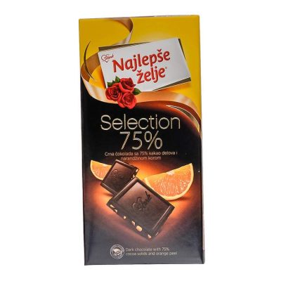 Najlepše želje Crna čokolada Orange 75% kakao 75g Štark