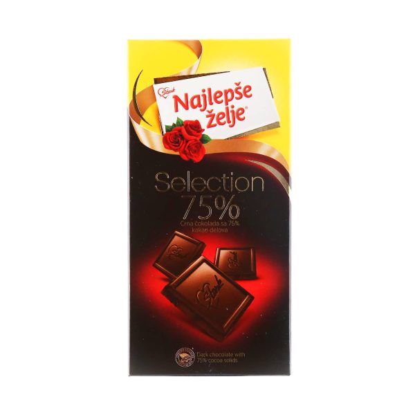 Najlepse zelje Crna cokolada 75% kakao 75g