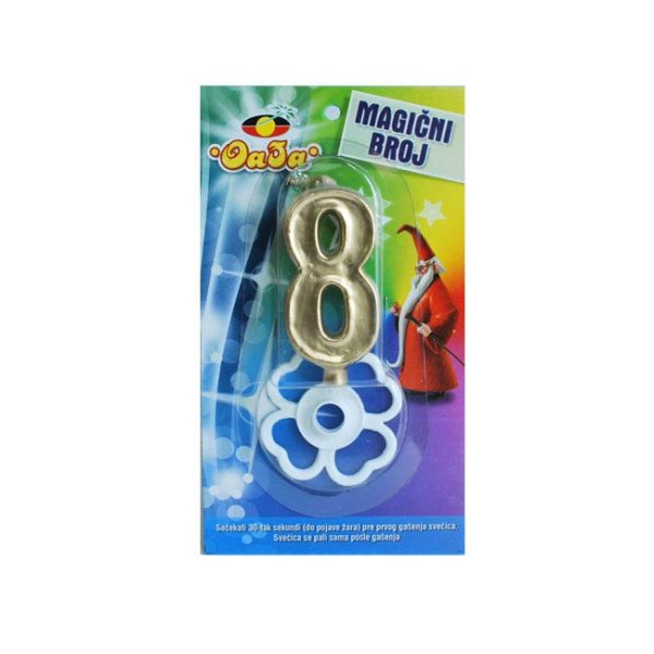 Svećica Magična zlatna broj 8 Oaza