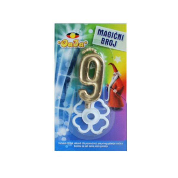 Svećica Magična zlatna broj 9 Oaza