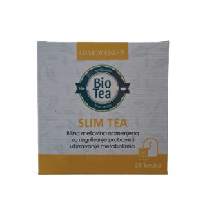 Slim Čaj u filter vrećicama Bio Tea: Prirodna Podrška za Mršavljenje i Čišćenje Organizma Slim čaj u filter vrećicama je pažljivo formulisana biljna mešavina koja se preporučuje za smanjenje telesne težine i kao prirodno sredstvo za čišćenje creva i organizma od toksina. Sastoji se od pažljivo odabranih biljaka koje podržavaju regulaciju probave, ubrzavaju metabolizam i doprinose osećaju lakoće i vitalnosti. Prirodno Smanjenje Težine i Celulita: Ova biljna mešavina deluje tako što podstiče izlučivanje viška vode i štetnih otpadnih materija iz organizma, čime se smanjuje osećaj nadutosti i apsorpcija masnih ćelija iz creva. Redovno konzumiranje čaja može dovesti do prirodnog smanjenja telesne težine i celulita. Regulacija Probave i Metabolizma: Slim čaj pruža podršku regulaciji probave i ubrzanju metabolizma, što može biti klučno za i očuvanje zdrave telesne težine. Blaga i umirujuća biljna mešavina ove čajeve čini prijatnim za konzumiranje, dok istovremeno pruža brojne koristi za vaše telo. Prirodna Detoksikacija i Vitalnost: Konzumiranje čaja može doprineti čišćenju creva i celog organizma od štetnih toksina, što može poboljšati vašu ukupnu dobrobit i vitalnost. Ovaj čaj se preporučuje kao deo uravnotežene ishrane i zdravog načina života kako bi se postigla željena telesna težina i osećaj blagostanja. Slim čaj je prirodna podrška za mršavljenje, poboljšanje probave i detoksikaciju organizma. Sa svojim blagim i umirujućim svojstvima, ova biljna mešavina može biti korisna za one koji žele da postignu svoje zdravstvene ciljeve na prirodan i održiv način Sastav: Zeleni čaj (Thea siensis) Kukuruzna svila (Zea mays) Šipak (Rosa canina) List breze (Betulae folium) Kopriva list (Urticae folium) Nana (menta piperita) (Krušina kora (Frangula alnus mill) Sena (Sana Cassia) Matičnjak (Melissa officinails) Kamilica cvet (Matricaria chamomilae) Peršun (Petroselini) Priprema: 1 kesicu čaja preliti sa 200 ml vrele vode. Ostaviti da odstoji 10 min i procediti. Piti dva puta dnevno. Pakovanje 28 filter vrećica BioTea Cena se redovno ažurira
