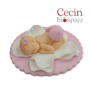 Figurice za tortu roze beba na cvetu Mini figura