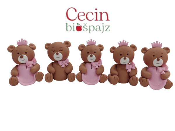 Figurice za tortu (roze) mede sa krunom 5/1 In Bajka 