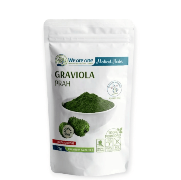 Organski prah graviole, prirodni suplement za imunitet, energiju i opšte zdravlje.