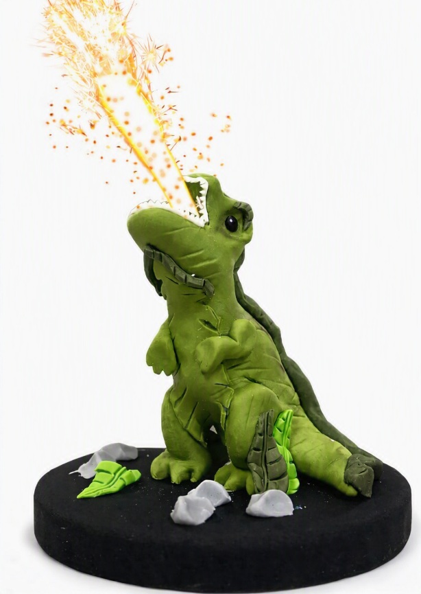 Figurica za tortu – zeleni dinosaurus od fondana na postolju