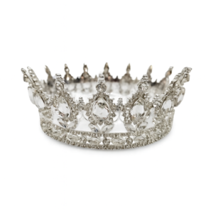 srebrna metalna kruna za tortu sa spiralnim svećicama i šljokicama u sredini