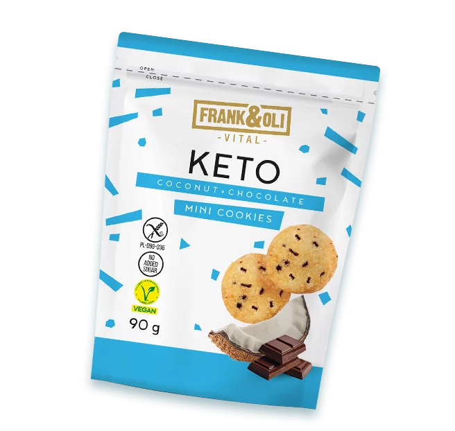 Frank&Oli mini keto kokos keksići sa crnom čokoladom, pakovanje 90 g.