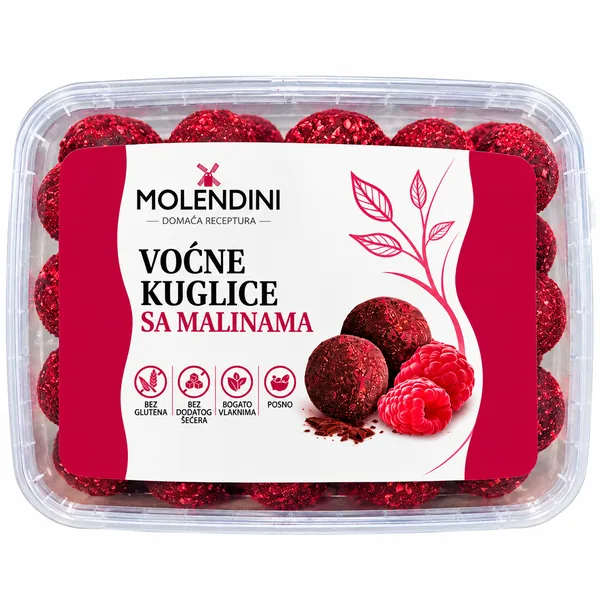 Molendini voćne kuglice sa malinom bez glutena u pakovanju od 1,2 kg