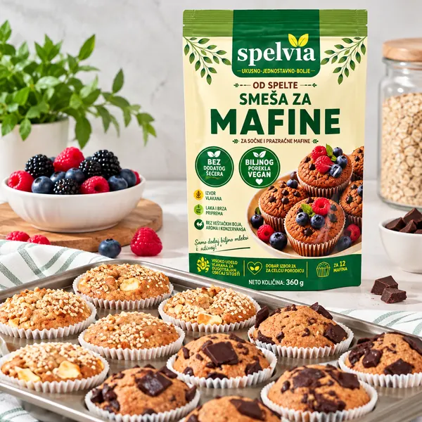 Spelvia smeša za posne i veganske mafine od integralne spelte 360 g
